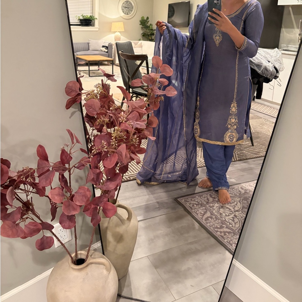 Embroidered Lavender Salwar Kameez Set with Matching Dupatta